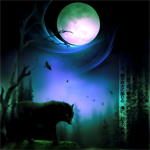 Волки Черный волк ночью аватар