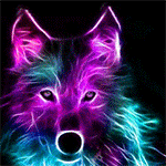 Волки Переливающийся волк на черном фоне аватар