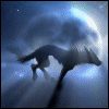 Волки Бегущий волк на фоне луны аватар