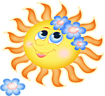 Солнышко, солнце Солнце с веночком из синих цветов аватар