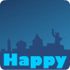 Город Фейерверки на фоне силуэта города с надписью happy new year аватар