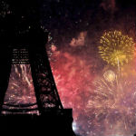 Город Силует эйфелевой башни на фоне салюта в париже аватар