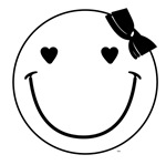 Улыбка Смайоик с бантиком и сердцами-глазками аватар