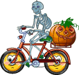 Хэллоуин Скелет везет тыкву на велосипеде аватар