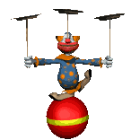 Цирк Клоун на шаре вращает тарелки аватар