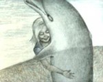 Дельфины Девочка обнимает дельфина аватар