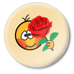 День рождения Смайл смущаясь поздравляет с розой аватар