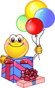 День рождения Смайли с подарком и шариками аватар