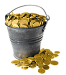 Деньги, золото Ведро золотых монет. Часть просыпалась аватар