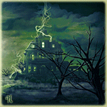 Деревья В старинный особняк бьет молния, вблизи растут деревья аватар