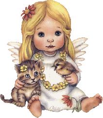 Дети Девчушка-ангелок с птичкой и котенком аватар