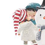 Дети Девочка с мальчиком целуются около снеговика аватар