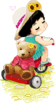 Дети Девчушка в шляпе на велосипеде с мишкой аватар