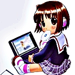 Дети Девочка с ноутбуком с диском во рту аватар