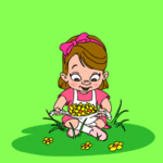 Дети Девочка сидит на лужайке и подбрасывает цветочки аватар