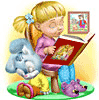 Дети Девочка читаем книгу, рядом игрушки аватар