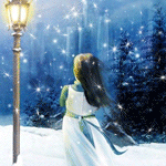 Дети Девочка стоит у фонаря и смотрит на город, падает снег аватар