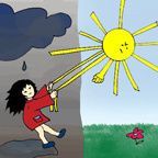 Дети Девочка ухватила солнце за лучик аватар