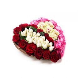 Валентинки Сердце из красных, белых и розовых роз аватар