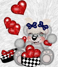 Валентинки Мохнатый медвежонок с сердечками аватар