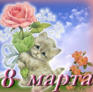 Восьмое марта 8 марта. Маленький котеночек с цветком аватар