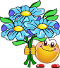 Восьмое марта Смайлик с букетом голубых цветов к 8 Марта аватар