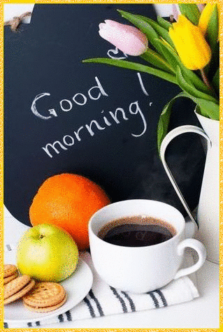 Доброе утро Доброго утра!  Завтрак с фруктами и тюльпанами аватар