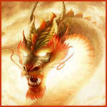 Драконы Золотистый дракон с горящими глазами аватар