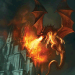 Драконы Дракон извергает пламя на город аватар