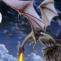 Драконы Серый огнедышащий дракон на скале аватар