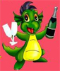 Драконы Веселый дракончик с бутылкой и фужерами аватар