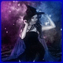 Вампиры, ведьмы, дьяволы Ведьма в чёрном колпаке на фоне ночного неба аватар
