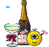 Еда, кулинария Девочка смайлик рядом с бутылкой шампанского аватар