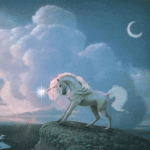 Единороги, лошади Единорог на краю обрыва аватар