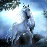Единороги, лошади Единорог в свечении восходящего солнца аватар