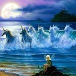 Единороги, лошади Вечернее купание единорогов аватар