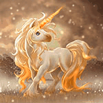 Единороги, лошади Единорог с бело-золотой гривой оборачивается назад аватар