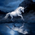 Единороги, лошади Единорог скачет в вечерней мгле аватар