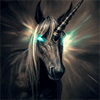 Единороги, лошади Черный единорог и свечение аватар