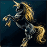 Единороги, лошади Единорог черный, грива золотая аватар