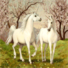 Единороги, лошади Два белоснежных единорога пасутся на поляне аватар