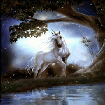 Единороги, лошади Единорог возле воды аватар