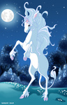 Единороги, лошади Единорог лунной ночью аватар