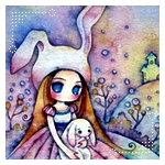 Зайцы Девочка в шапке с кроличьими ушками и кроликом в руках аватар