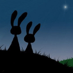 Зайцы Два силуэта зайцев смотрят на одинокую мерцающую звезду аватар