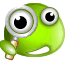 Зеленые смайлы Смайлик рассматривает через лупу аватар