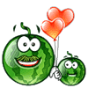Зеленые смайлы Пара с шариками - сердечками. Арбузики аватар
