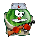 Зеленые смайлы Смайлик-арбуз солдат на посту аватар