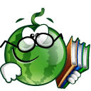 Зеленые смайлы Смайлик-арбуз в очках с книгами аватар