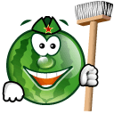 Зеленые смайлы Смайлик-арбуз солдат со шваброй аватар